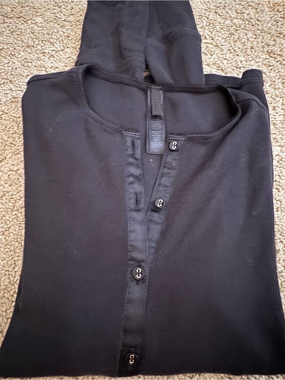 SKIMS Black Button-Front Long Sleeve Henley
